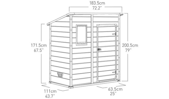 Keter Manor Pent 6x4ft Durable Resin Outdoor Garden Storage Shed with Window and Padlockable Door - Brown