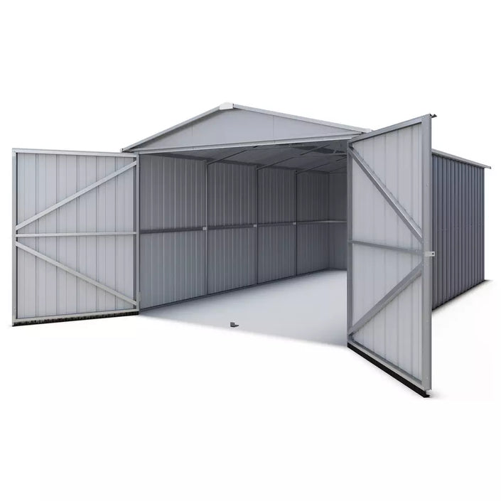 YardMaster 10 x 17ft Premium Metal Grey Shed: Secure Garage, Garden Storage & Home Workshop Solution