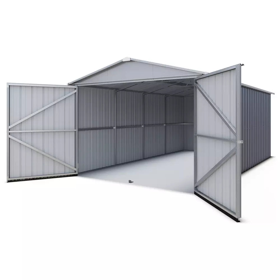 YardMaster 10 x 17ft Premium Metal Grey Shed: Secure Garage, Garden Storage & Home Workshop Solution