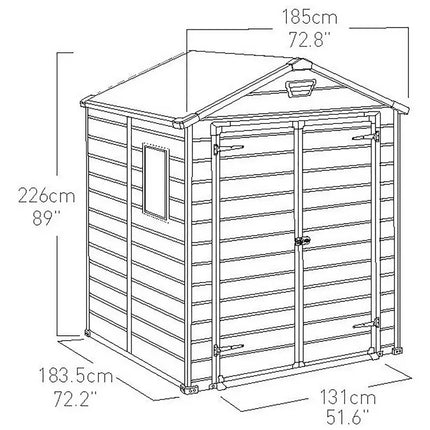 Keter Manor Pent 6x6ft: Durable & Low-Maintenance Outdoor Garden Storage Shed with Window and Lockable Door - Brown