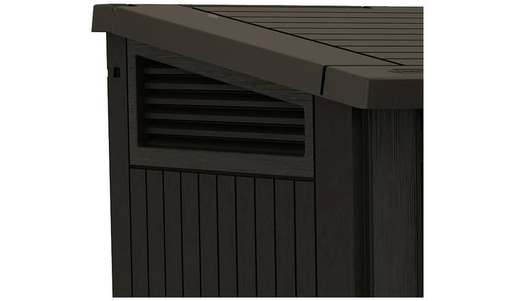 Keter Store It Out Midi 880L Garden Storage Box: Durable, Stylish Brown Outdoor Organizer for Bins & Tools