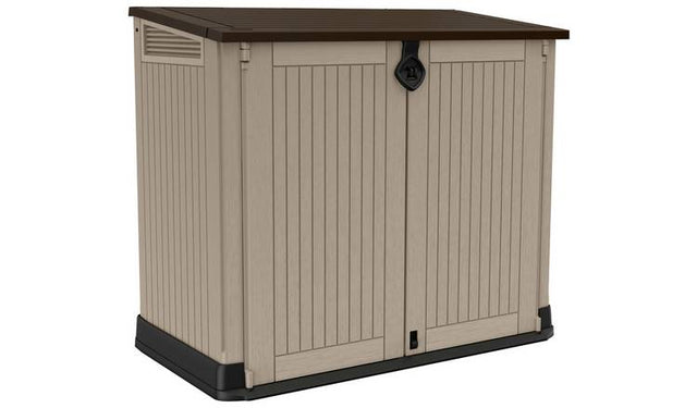 Keter Store It Out Midi 880L Beige/Brown Garden Storage Box - Durable, Weather-Resistant Outdoor Deck Box for Tools & Cushions