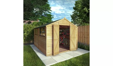 Mercia Premium 10x8ft Wooden Overlap Garden Shed - Spacious, Secure, and Durable Outdoor Storage Solution