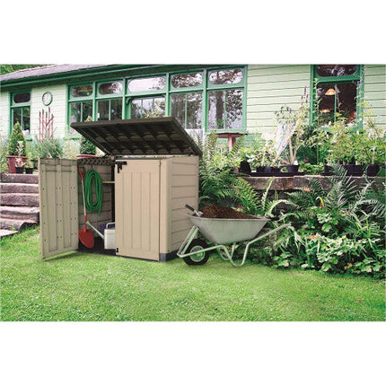 Keter Store It Out Max 1200L: Durable & Versatile Outdoor Garden Storage Shed for Tools, Furniture, and Bins (Beige Brown)