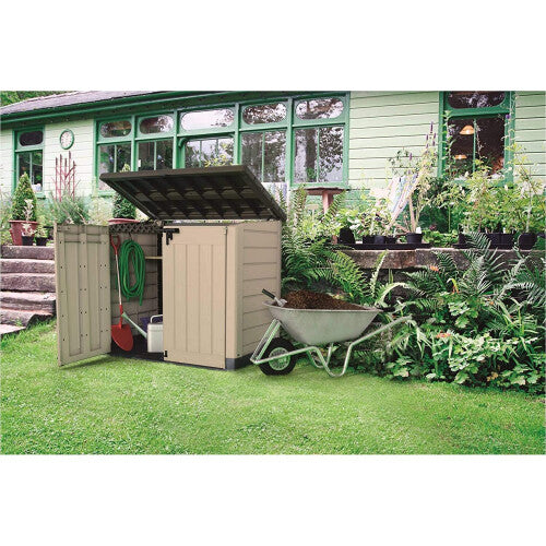 Keter Store It Out Max 1200L: Durable & Versatile Outdoor Garden Storage Shed for Tools, Furniture, and Bins (Beige Brown)