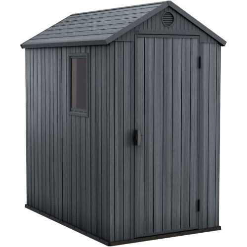 Keter Darwin 6x4ft Grey Garden Shed: Durable, Low-Maintenance Outdoor Storage with Wood-Effect Evotech™ Composite